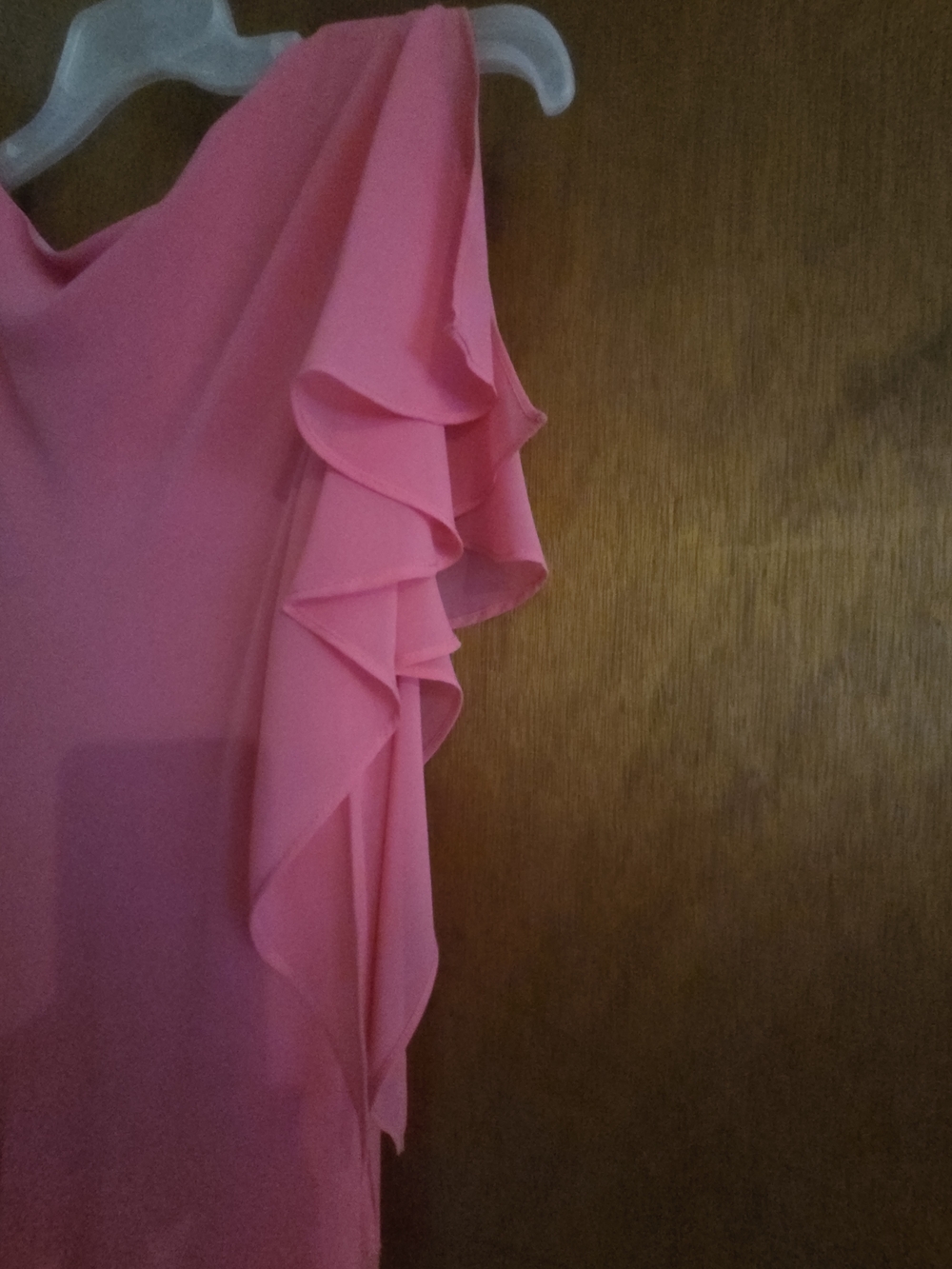 Joseph Ribkoff Coral-Pink Asymmetrical Ruffle Dress - Picture 6 of 6